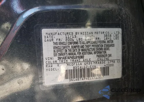2014 Nissan Sentra S from USA, damaged, VIN 3N1AB7AP4EL616302